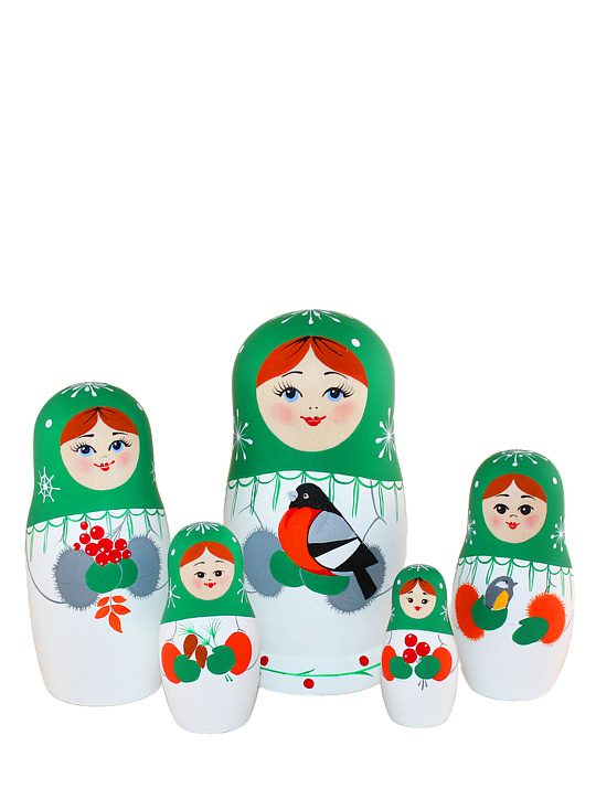 Матрешка 5-ти кукольная «Снегири»