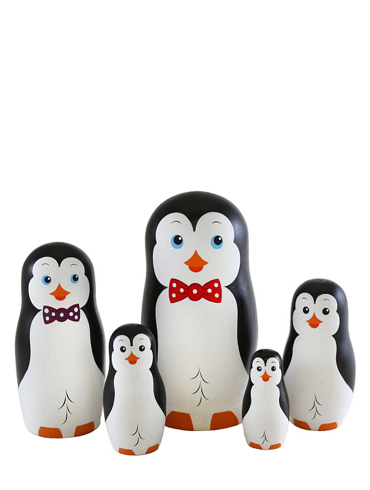 Матрешка 5-ти кукольная «Пингвины»