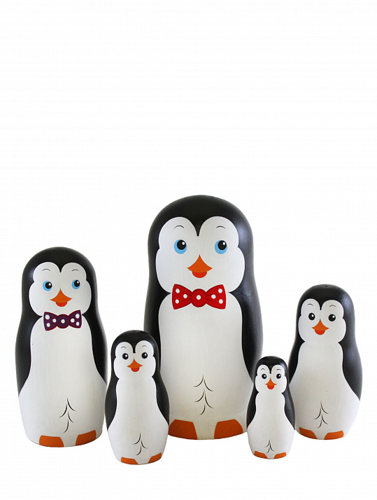 Матрешка 5-ти кукольная «Пингвины»